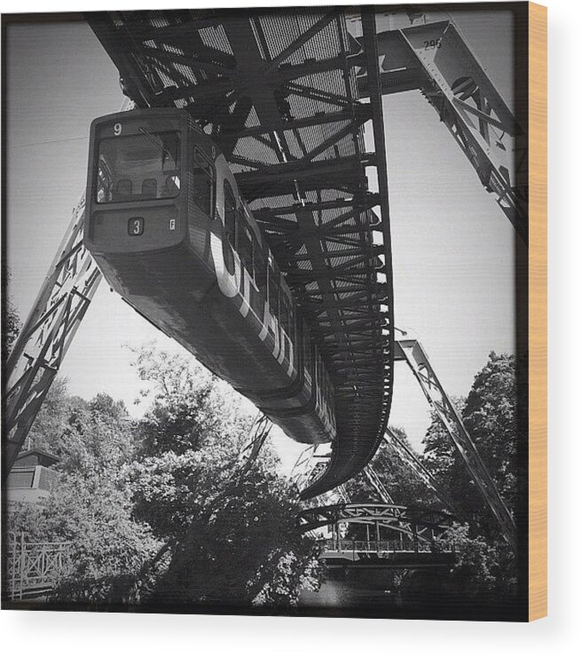  Wood Print featuring the photograph Hanging Train At Wuppertal 1 Germany by Henk Goossens