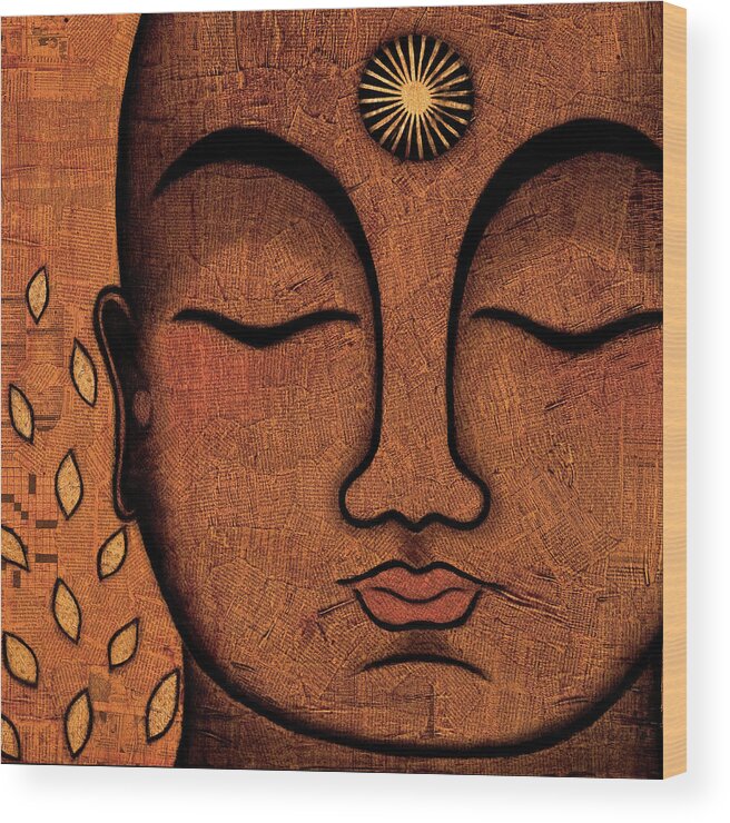 Buddha Wood Print featuring the painting He Knows by Gloria Rothrock