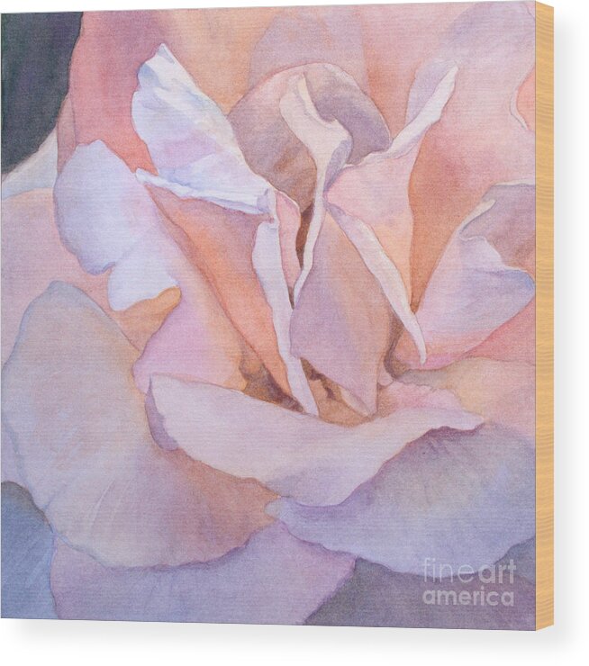Flowers Wood Print featuring the painting Heart of a Rose 1 by Jan Lawnikanis