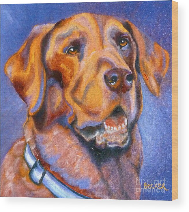 Lab Wood Print featuring the painting Hot Chocolate Lab by Susan A Becker