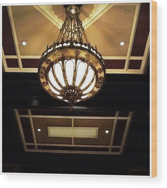 Mobilephotography Wood Print featuring the photograph Hotel Chandelier by Natasha Marco