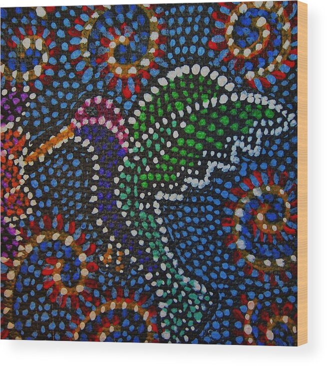 Hummingbird Wood Print featuring the painting Humming Motion by Kelly Nicodemus-Miller