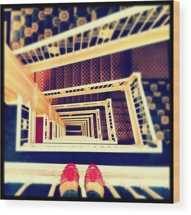  Wood Print featuring the photograph I Always Take The Stairs by Kim Hudson