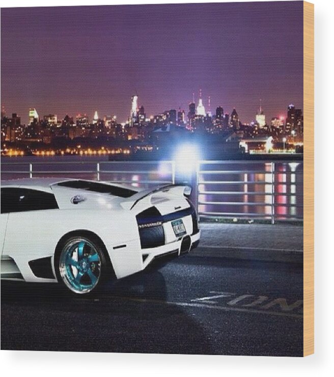 Lamborghini Wood Print featuring the photograph I Lit This Shot With My #iphone by Cooper Naitove