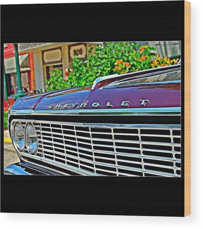 Hdr Wood Print featuring the photograph #iphoneography #iphonesia #car #classic by Sherri Galvan