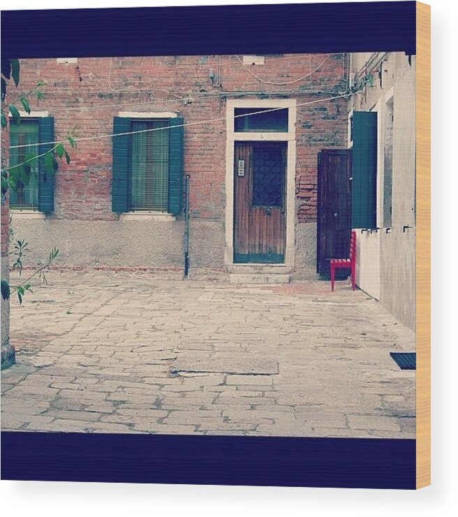 Char Wood Print featuring the photograph #italy #venice #red #char #wires by Lewisduncan Duncan