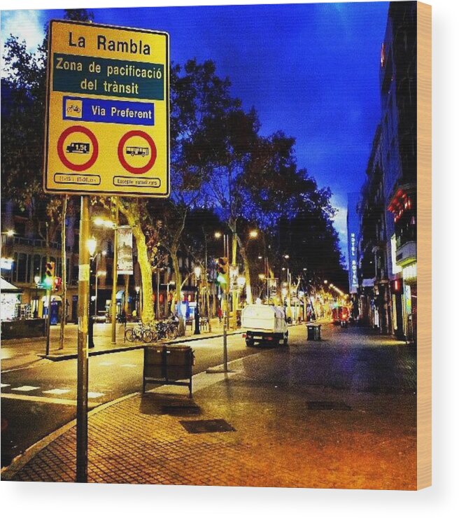 Love Wood Print featuring the photograph La Rambla #streetphotography #street by Tommy Tjahjono