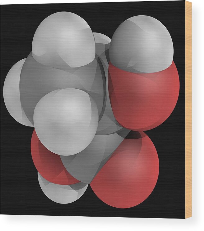 Square Wood Print featuring the digital art Lactic Acid Molecule by Laguna Design