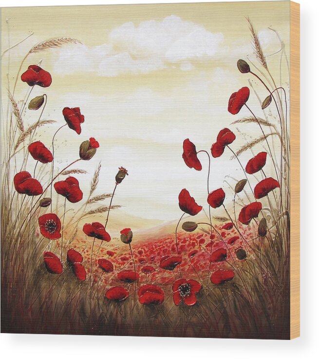  Wood Print featuring the painting Let's Run Through the Poppy Field by Amanda Dagg
