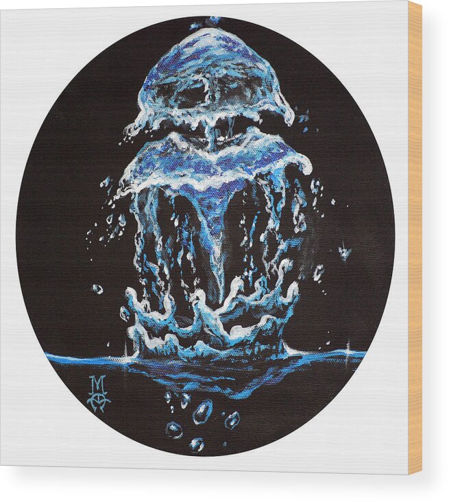 Jellyfish Wood Print featuring the painting Liquid Jelly by Marco Aguilar