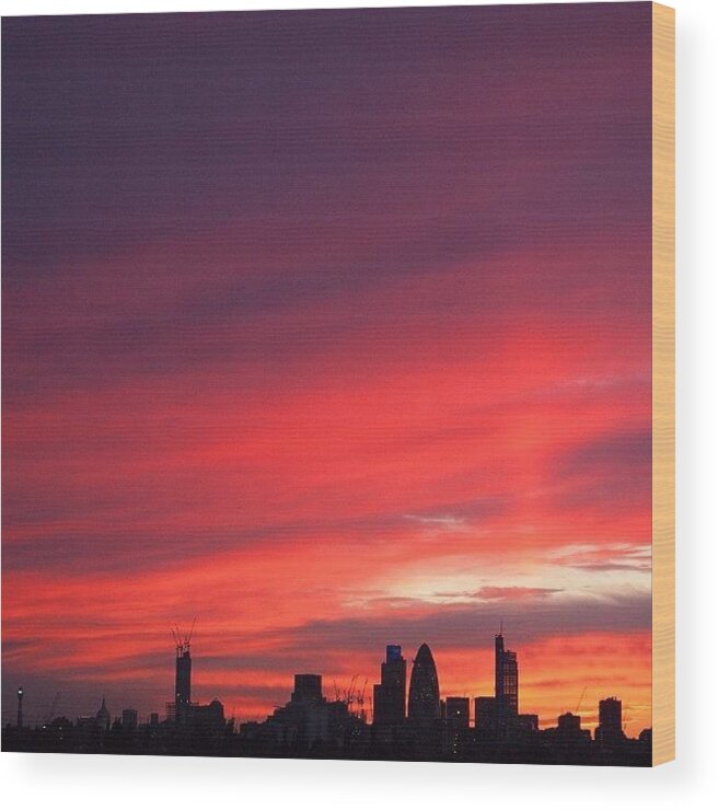Instalondon Wood Print featuring the photograph London Skyline : Stunning Sunset #sky by Neil Andrews