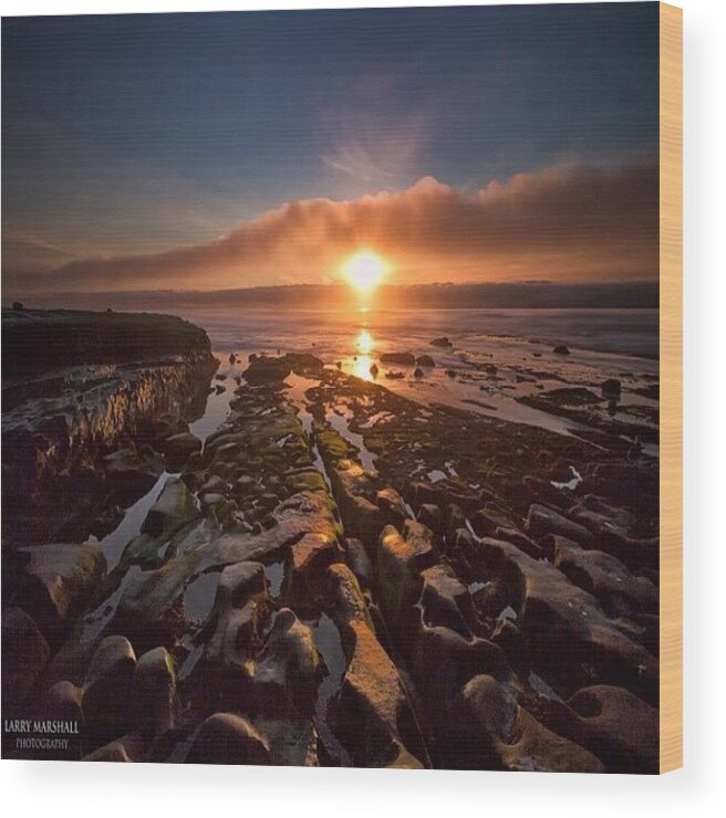  Wood Print featuring the photograph Long Exposure Sunset In La Jolla by Larry Marshall