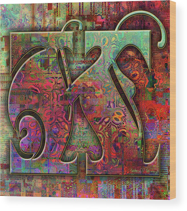 Alphabet Wood Print featuring the digital art Love Letters K by Barbara Berney