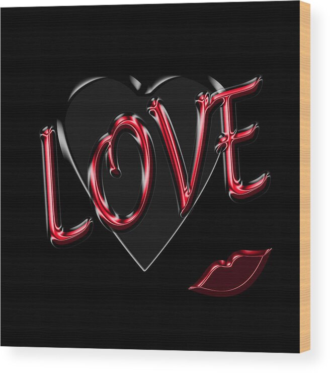 Love Wood Print featuring the digital art Love with Lips by Andrew Fare