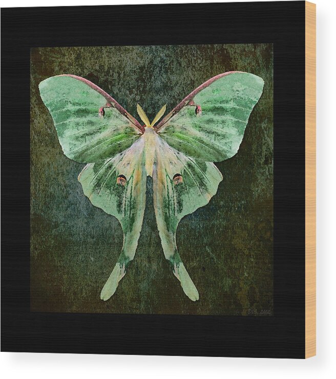 Moth Wood Print featuring the digital art Luna by Deborah Smith