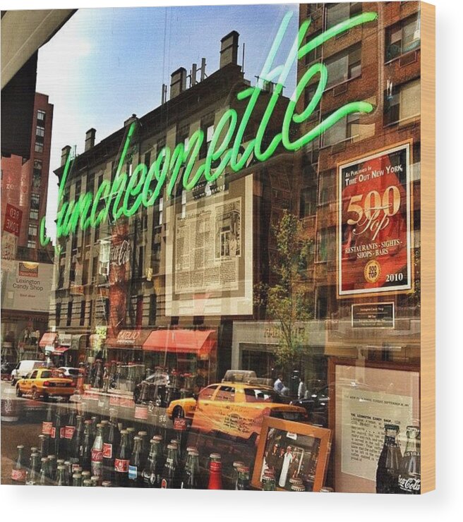 New York City Wood Print featuring the photograph Luncheonette - Neon Sign - New York City by Vivienne Gucwa