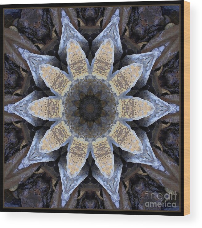 Abstract Wood Print featuring the photograph Marbled Mandala - Abstract Art by Carol Groenen