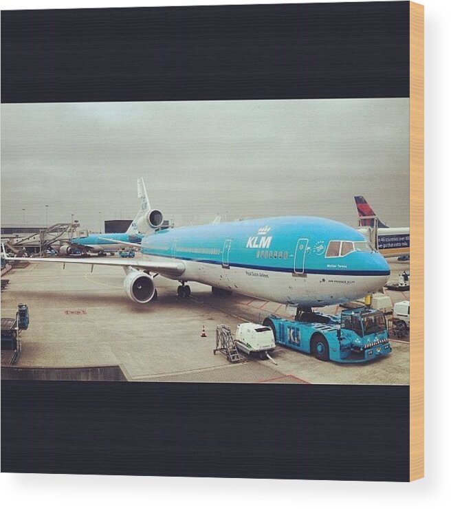 Klm Wood Print featuring the photograph #md11 #klm @ Her Homebase Amsterdam by Marc Herpers