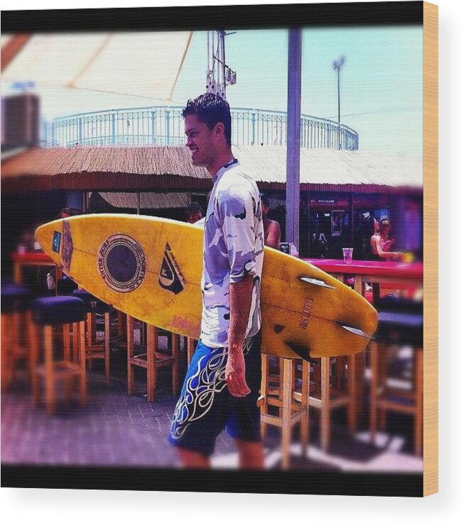 Walking Wood Print featuring the photograph #me #myself #i #surfing #school by Alon Ben Levy
