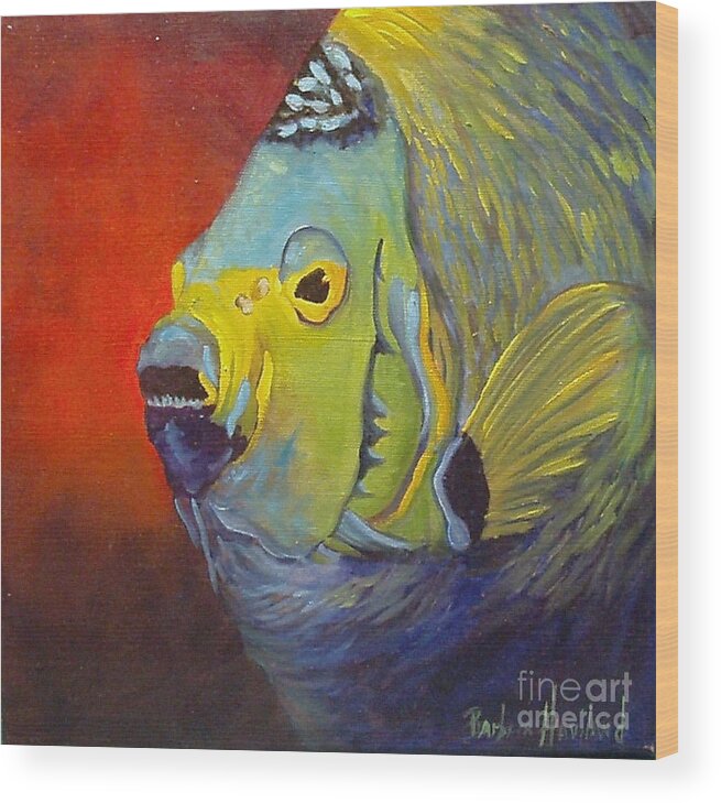 Fish Wood Print featuring the painting Mean Green Fish by Barbara Haviland