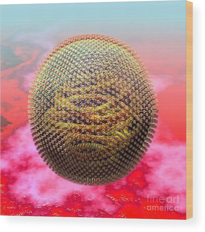 Biological Wood Print featuring the digital art Measles Virus by Russell Kightley