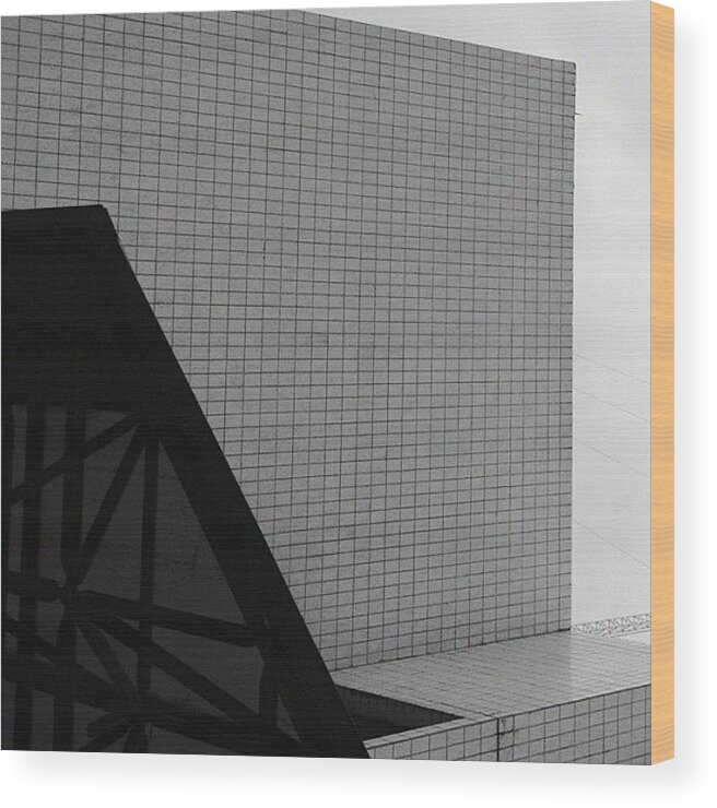 Minimalisbd Wood Print featuring the photograph #minimalisbd #lines #iphonesia #building by Tito Santika