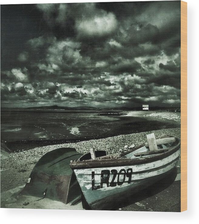 Clouds Wood Print featuring the photograph Morcambe, Lancashire #landscape #beach by Anita Callister Jones