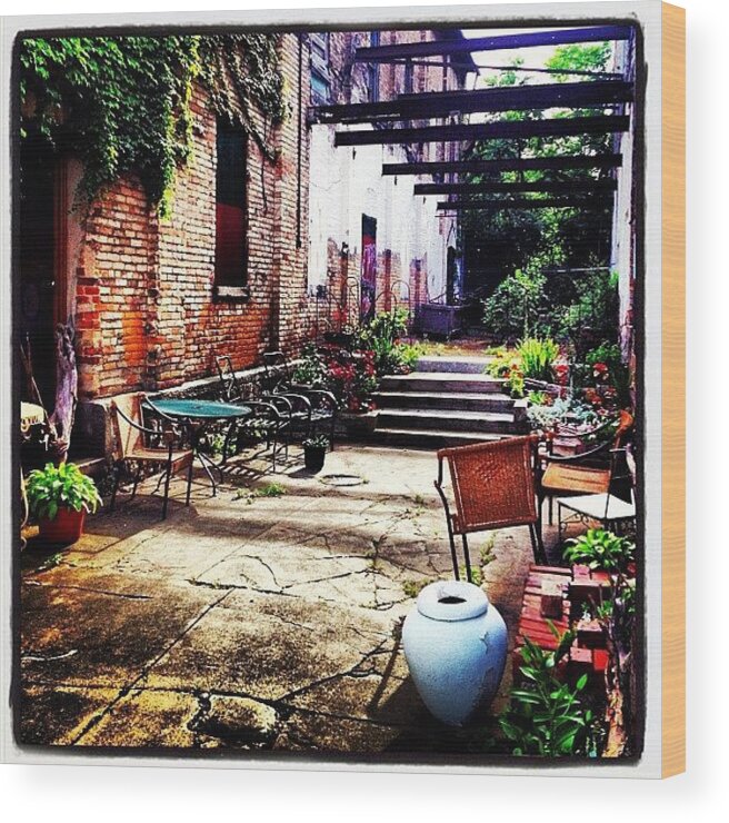 Shabby Wood Print featuring the photograph My Favorite Alley 💗🌸💜 by IKON Pennie