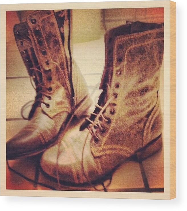 Leather Wood Print featuring the photograph My New Boots by Isabel Poulin