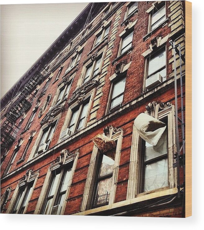 New York City Wood Print featuring the photograph New York City - Lower East Side Curtains by Vivienne Gucwa