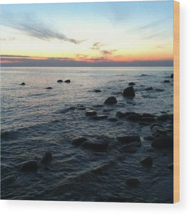 Nofilter Wood Print featuring the photograph #nofilter Needed For This Lake Michigan by Mark W. Smith