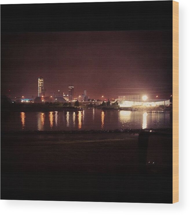 City Wood Print featuring the photograph #oklahoma #downtown #city #night #river by James Dornan