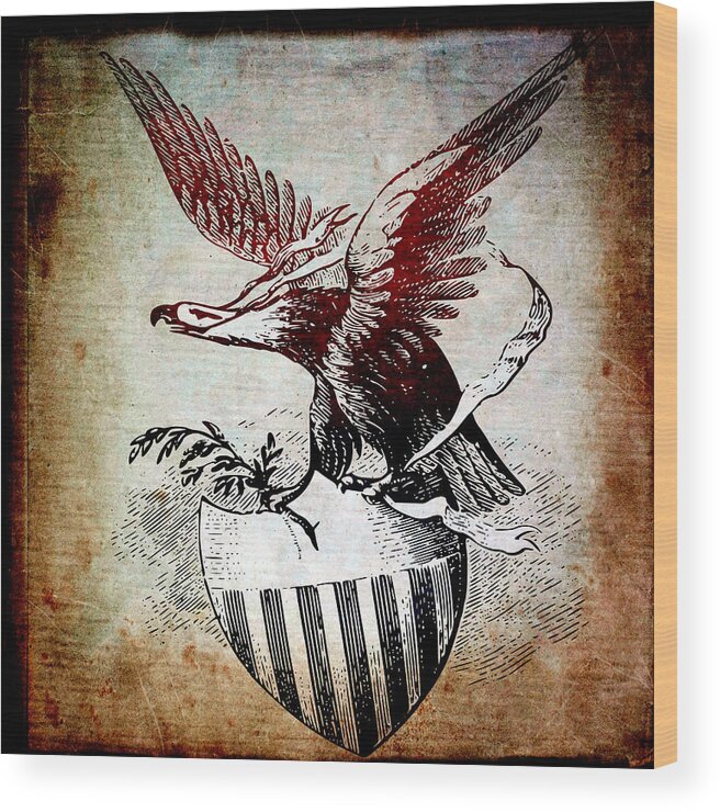 United Wood Print featuring the mixed media On Eagles Wings by Angelina Tamez