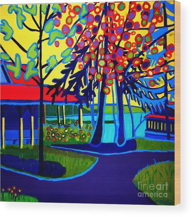 Spring Wood Print featuring the painting Sunrise at Tucks Point by Debra Bretton Robinson