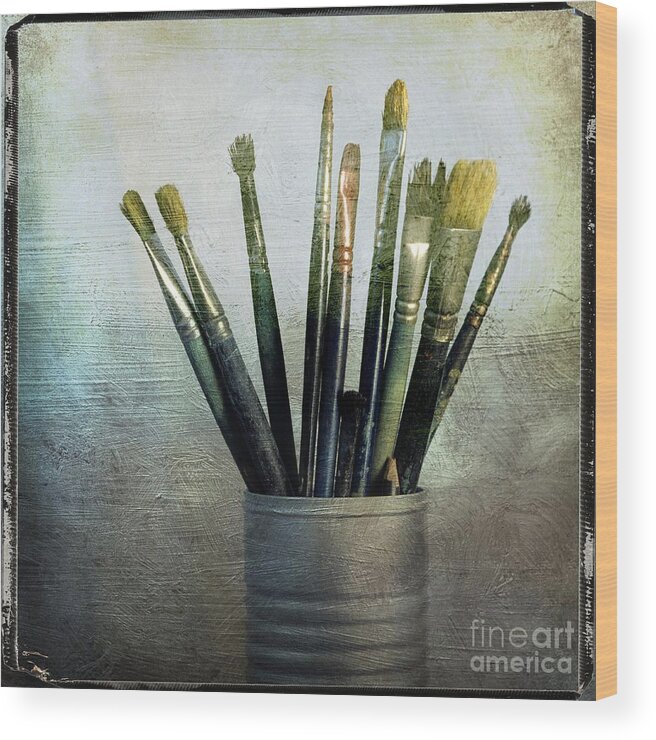 Art Wood Print featuring the photograph Paintbrushs by Bernard Jaubert