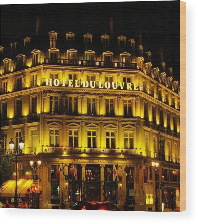 Mobilephotography Wood Print featuring the photograph Paris - Hotel Du Louvres by Tony Tecky