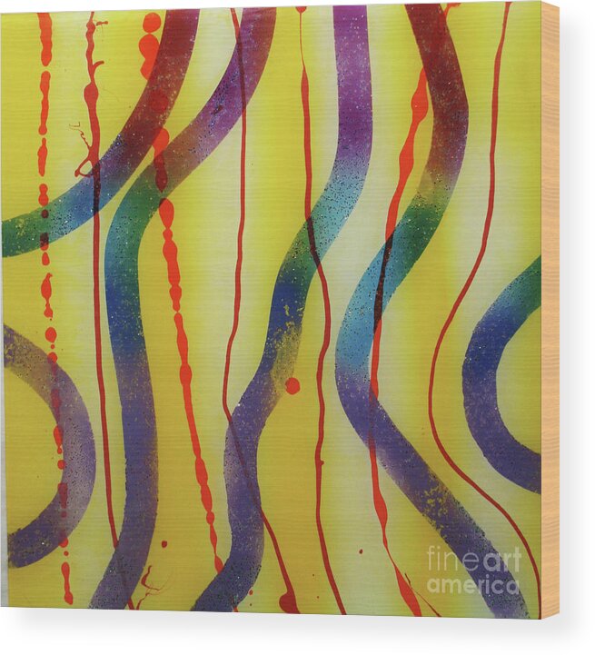 Party Wood Print featuring the painting PARTY - Swirls 2 by Mordecai Colodner