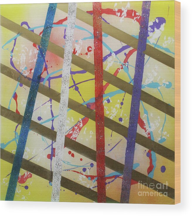 Party Wood Print featuring the painting PARTY-Stripes-1 by Mordecai Colodner