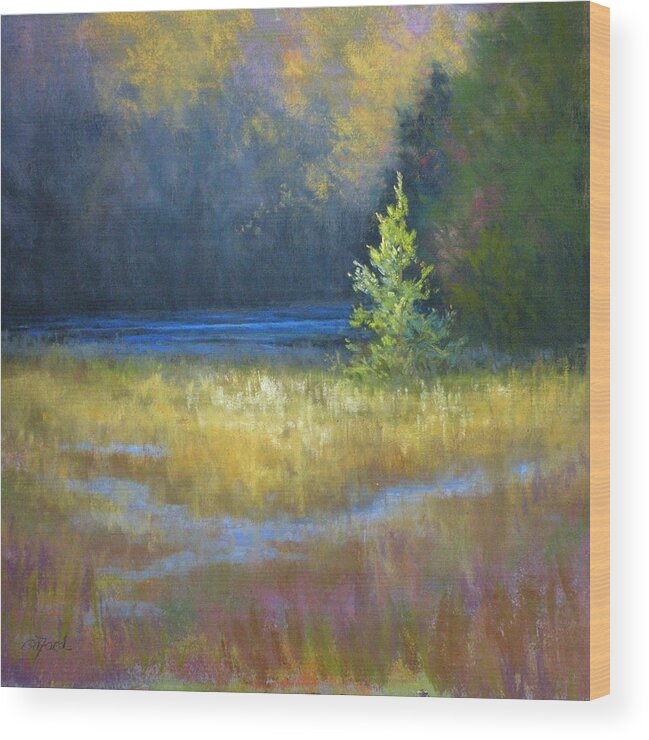 Painting Wood Print featuring the painting Pine in the Spotlight by Paula Ann Ford