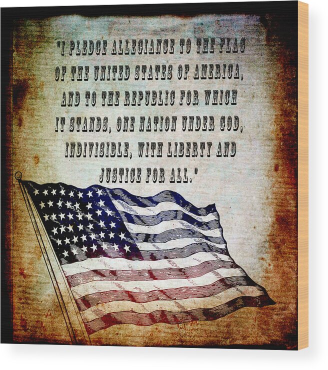 Usa Wood Print featuring the mixed media Pledge by Angelina Tamez
