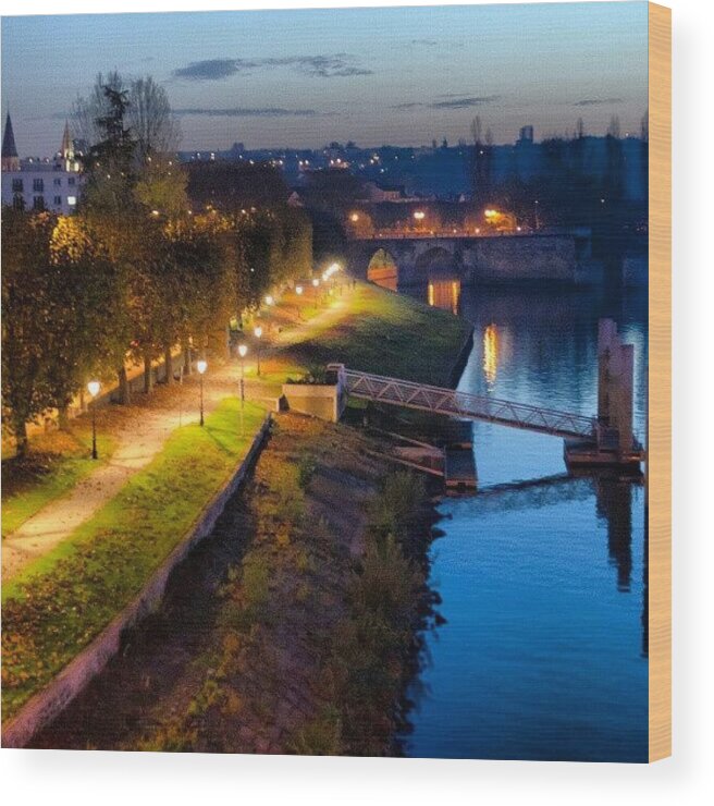 Mobilephotography Wood Print featuring the photograph Poissy - Quai De Seine by Tony Tecky