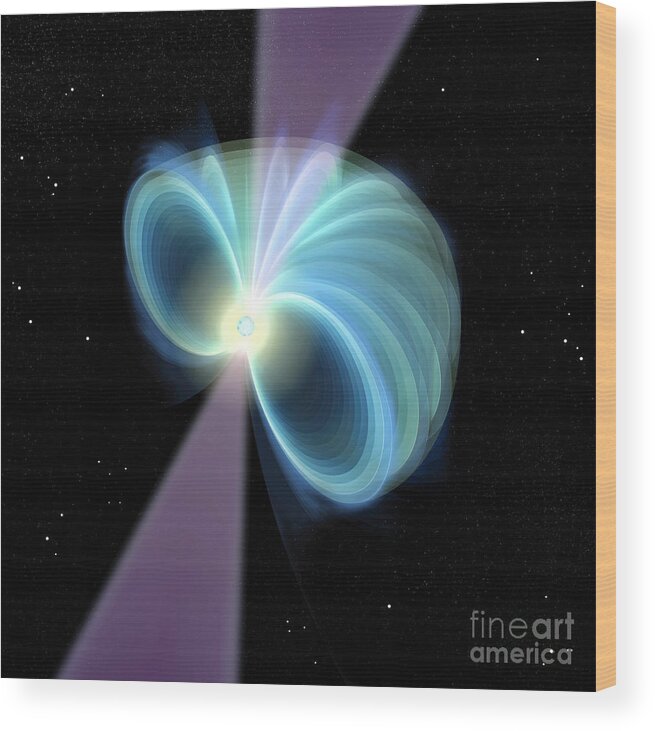 Astronomy Wood Print featuring the digital art Pulsar by Russell Kightley