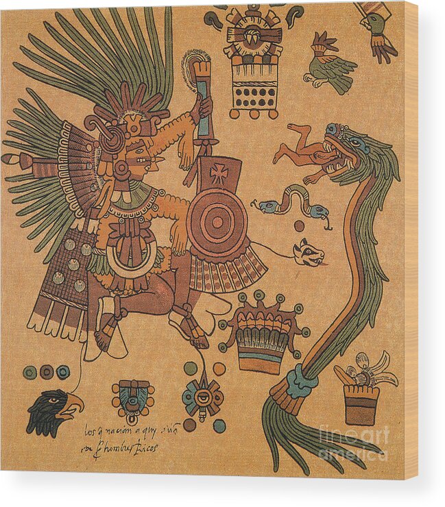 History Wood Print featuring the photograph Quetzalcoatl, Aztec Feathered Serpent by Photo Researchers