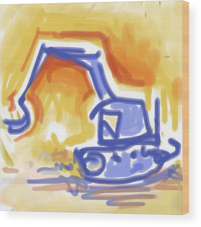 Sketchbook Wood Print featuring the photograph #quick #sketch Of An #excavator by Jeff Reinhardt