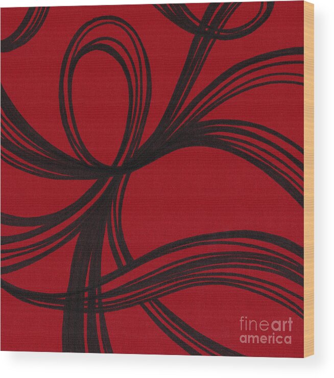 Red Wood Print featuring the drawing Ribbon on red by HD Connelly