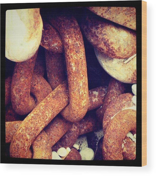  Wood Print featuring the photograph Rusty Mooring Chains, Antibes Harbour by Chris Jones