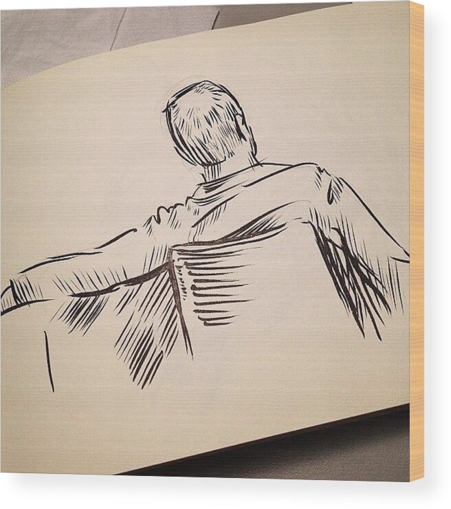 Sketchbook Wood Print featuring the photograph #sketch Of A #man by Jeff Reinhardt