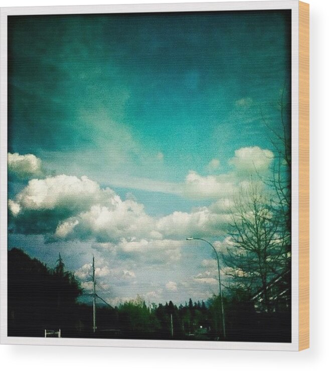 Blue Wood Print featuring the photograph #sky #clouds #blue #hipstamatic by Kee Yen Yeo