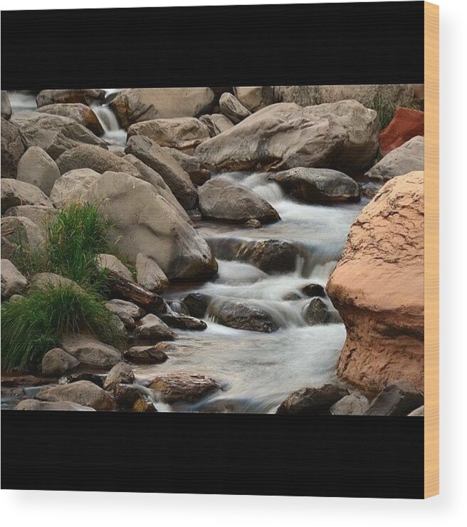 Water Wood Print featuring the photograph #slowshutter #sedona #arizona #creek by Riley Spiller