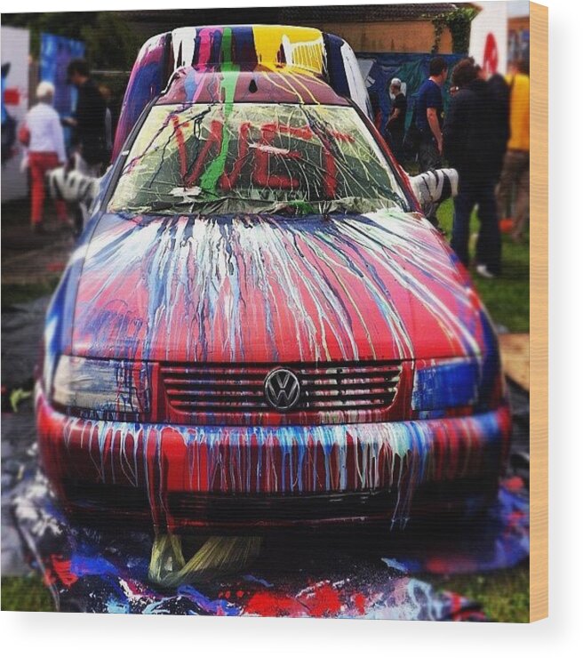 Splash Wood Print featuring the photograph #spray #colour #cars #paint #graffiti by Nigel Brown